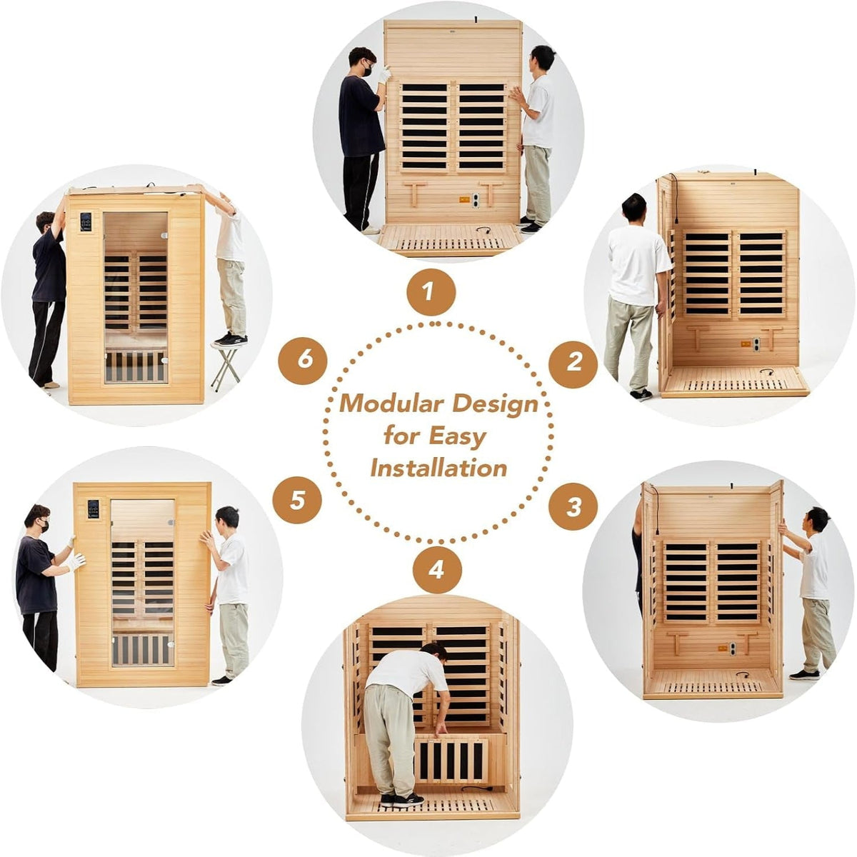 Infrared Sauna Built for Home Wellness, Low EMF Carbon Panels, Hemlock Wood, Bluetooth, Chromotherapy