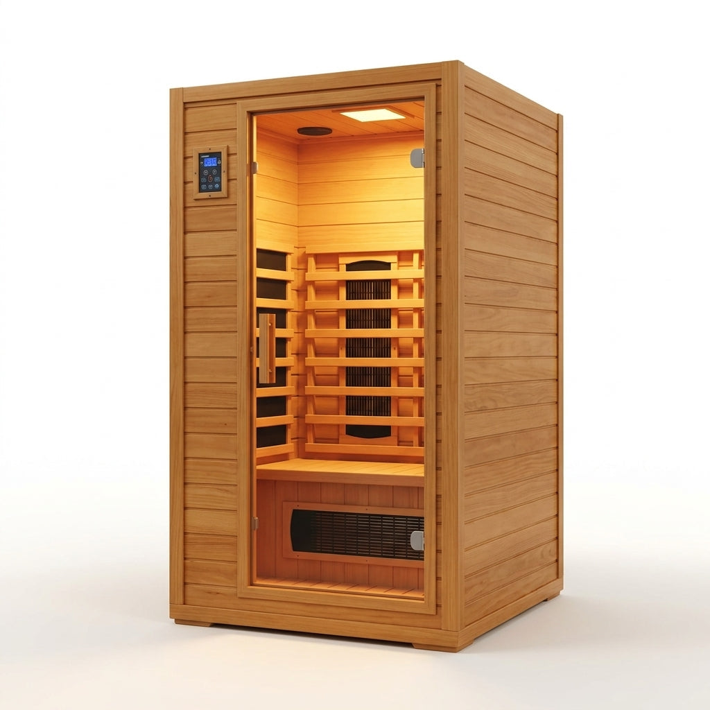 Infrared Sauna Built for Home Wellness, Low EMF Carbon Panels, Hemlock Wood, Bluetooth, Chromotherapy